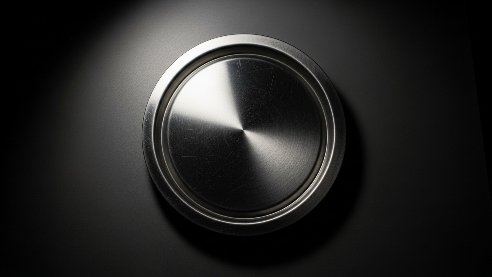 A single steel bin lid photographed on a dark table in the style of a leaked document